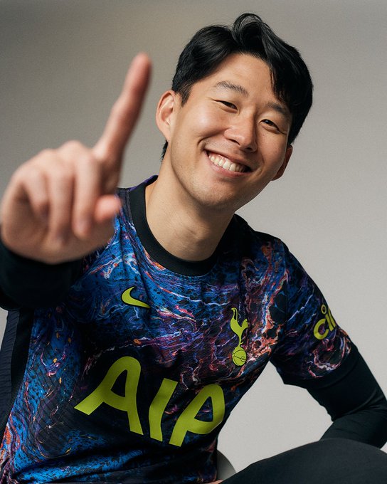 Heung-Min Son poses in the new Spurs away kit