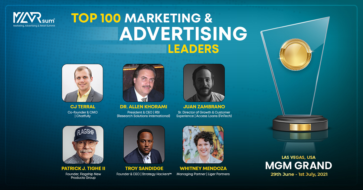 marsumworld's tweet photo. MARsum awarded these innovators with the ‘Top 100 Marketing &amp; Advertising Leaders’ award for their successful participation in the development of the industry. With these unprecedented times, thought leaders keep the industry thriving and creative.
#MARsum #Awards #Marketing https://t.co/TNagIpLoGG