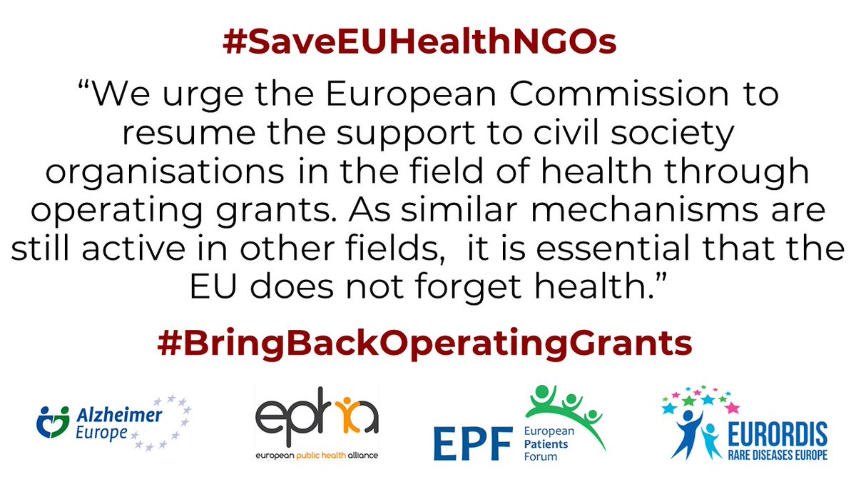 The independent & expert EU #health NGOs allow the voices of #patients and citizens to be heard in EU policy-making. #BringBackOperatingGrants to continue this important collaboration in ensuring #HealthInAllPolicies. #SaveEUhealthNGOs