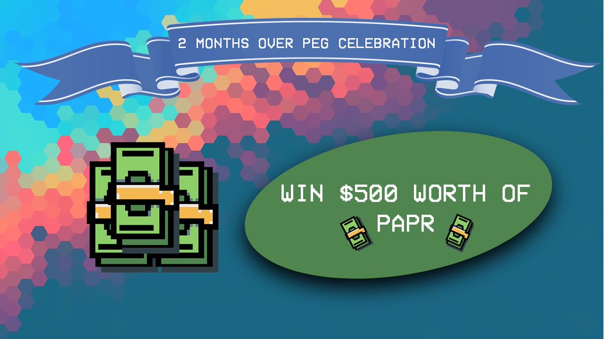 WIN $500 WORTH OF PAPR to celebrate the 2nd month of printing above peg🖨🤑💵

To participate:
1) Join t.me/paprprintr
2) Buy $10.1 worth of PAPR
3) Quote RT this tweet

Winner will be picked randomly, contest ends Saturday 15:00 UTC !🤑