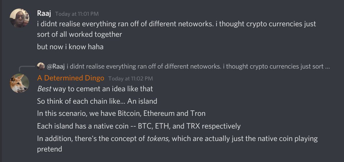 DrCle4n's tweet photo. These are the kinds of moments we're having over at @DeskDefi.
New and experienced users working together to share and cement knowledge.
Each one helps the other to reach beyond their original assumptions. These conversations are well worth the effort. #LearningDeFi https://t.co/xzlSXDq9g8
