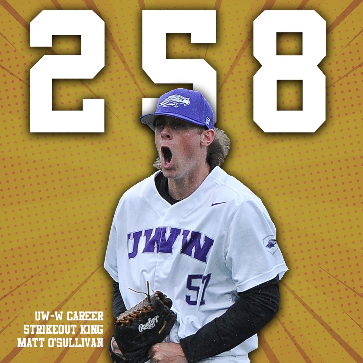 👑 ALL HAIL KING SULLY 👑

Congratulations to All-American pitcher Matt O'Sullivan, the Warhawks' all-time leader in career strikeouts with 258!

#d3baseball | #PoweredByTradition