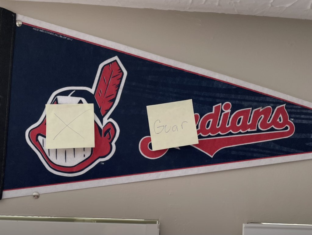 RT @khomy09: My husband fixed his office pennant at no cost @Indians #ClevelandGuardians https://t.co/8eg2eW3k6b
