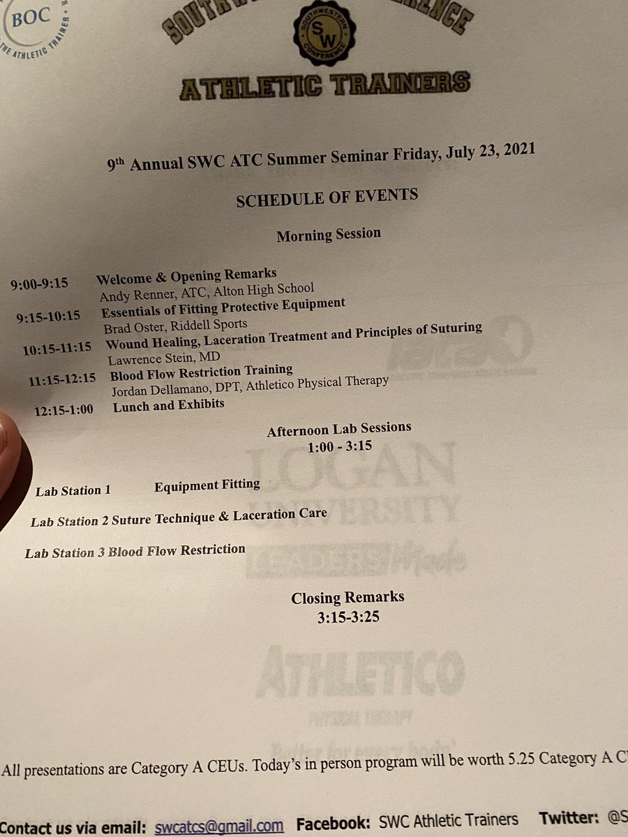 BEAthTrainer's tweet photo. Working on my #ATLearn today. @SWC_AT CEU event. Does not get better than this. Thank you to our Presenting Sponsors @ILAthTrainers @memhosp @LoganUniversity @Athletico https://t.co/OV978OoBZQ