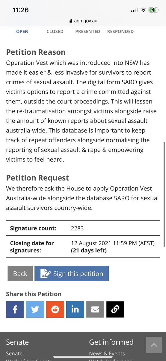 My petition to parliament to introduce Operation Vest Australia-wide has now reached over 2,200 signatures within the few days it’s been up! 💪 Speak up for survivors.