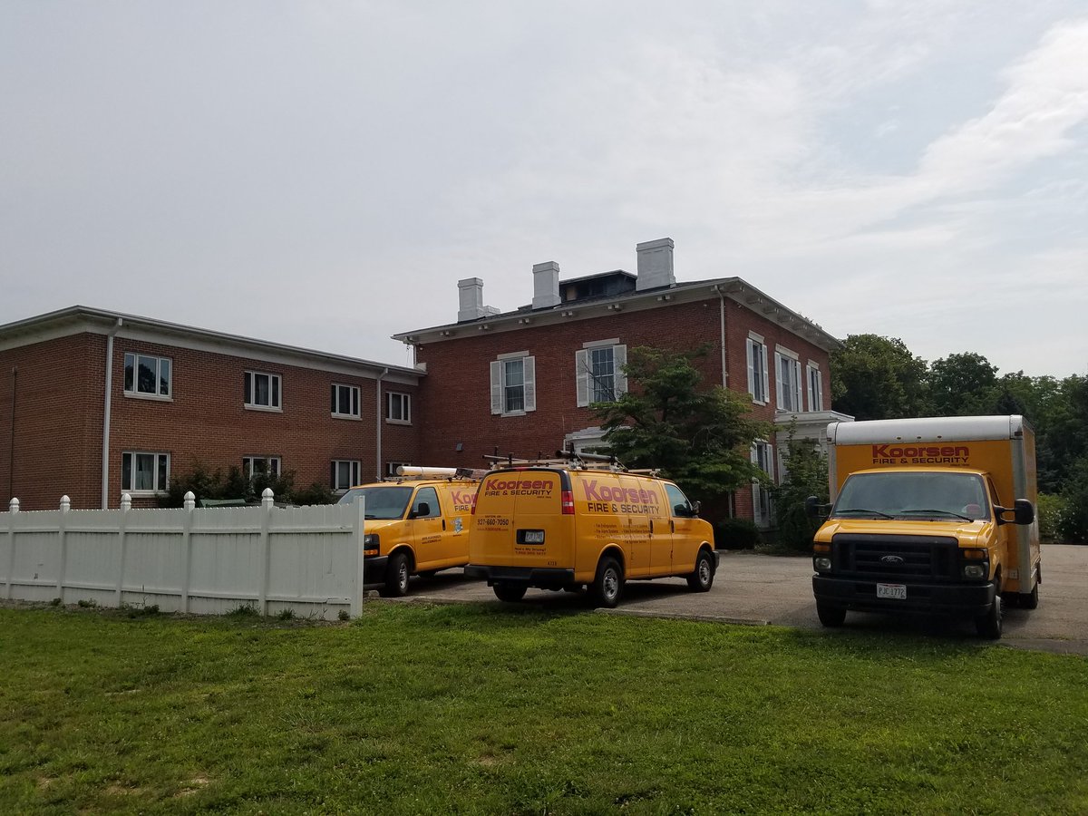Even though our Fiji fraternity house at Wittenberg University remains closed, we need to keep it safe with updated fire and burglar alarm 24/7 protection. Thanks to the #Koorsen techs for their work today.