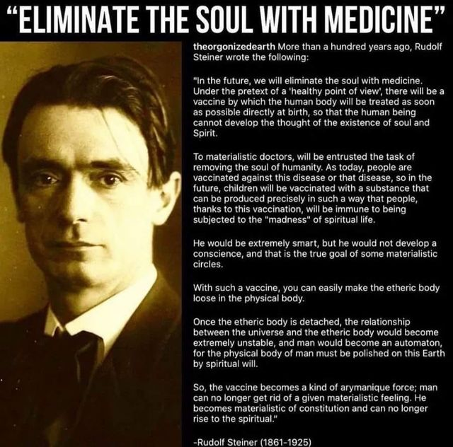 StormProtocol's tweet image. Over a 100 years ago, Rudolf Steiner saw an attempt to eliminate our connection to our soul. He saw soulless doctor's &amp;amp; medicine using vaccines to turn humanity into machines.

Today, we are calling this process "#Borgification."
If you've been #vaxxed, resistance is futile.