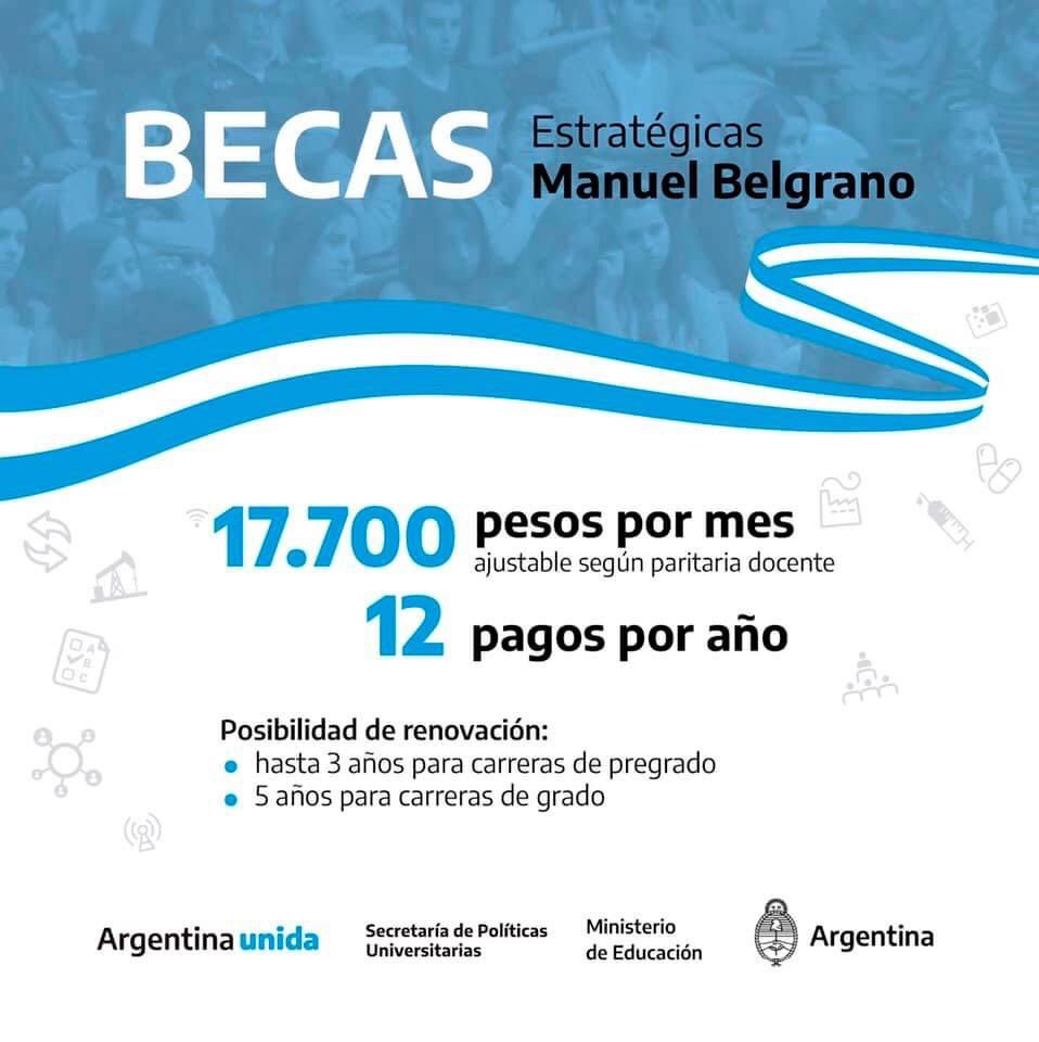 nmo_tdf's tweet photo. 📢 @trottanico junto con el presidente @alferdezok anunciamos la ampliación de las Becas Estratégicas Manuel Belgrano, que a partir de agosto comenzarán a llegar a 24 mil estudiantes de universidades nacionales y provinciales de carreras estratégicas. https://t.co/SROl9Bbicv