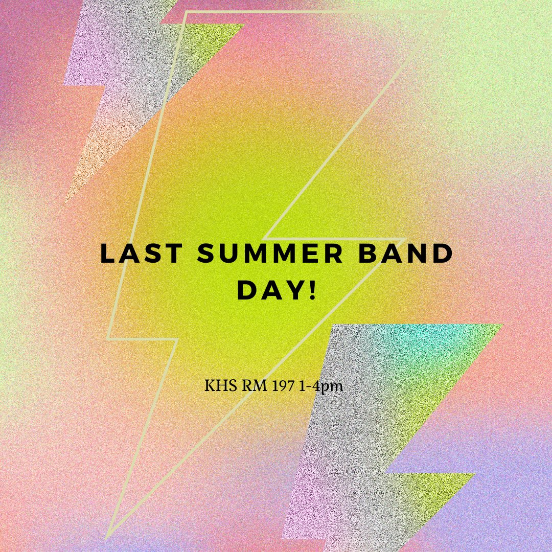 Final voluntary summer band day! Come by to work on marching, music, and spinning! Don’t forget your equipment, masks, and water!!! #bandisback