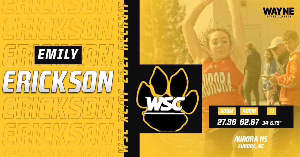Join us in welcoming sprinter/jumper, Emily Erickson, from Aurora, Nebraska!!
