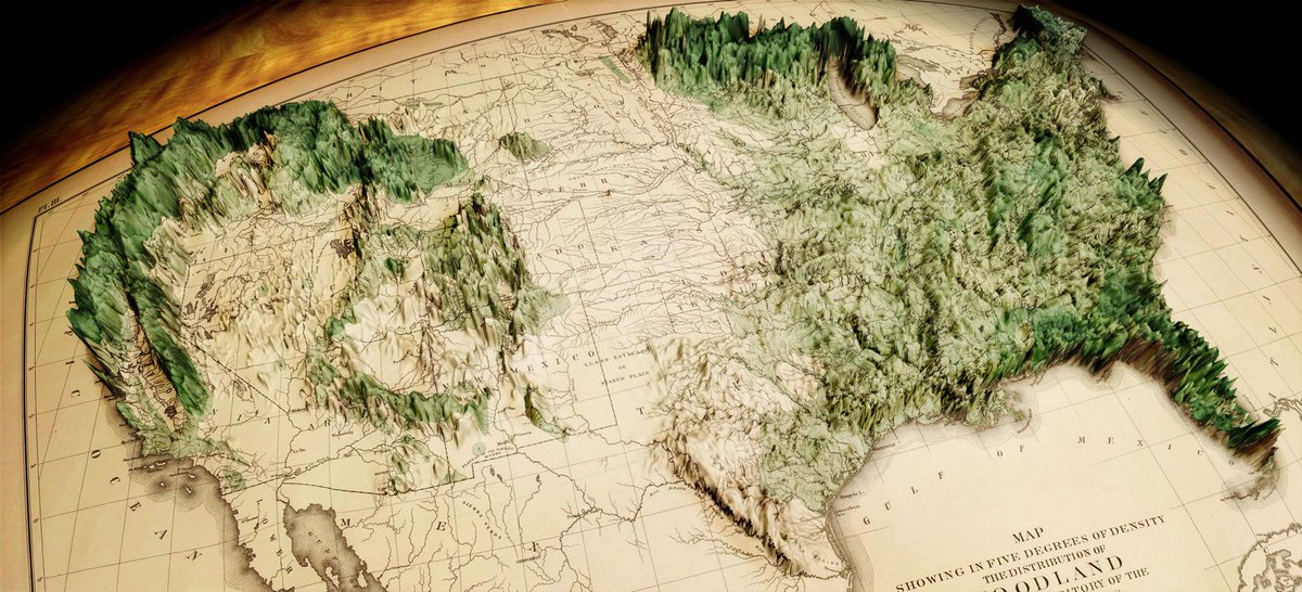 How to make this map of forest density (that mashes up a map from 1883 with modern data) appearing in GIS for Science, Vol 3. ow.ly/7uIR102QFKw #ArcGISPro