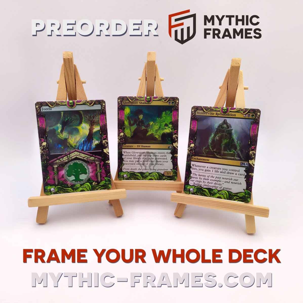 AltersReality's tweet photo. Mythic Gaming is launching Mythic Frames! A cost efficient way of sleeving up your whole deck with amazing artwork, including artwork from MTG artists!

Pre-order yours today!

https://t.co/WdmH0xuRAJ

#mtg #mtgalter #edh #mtgart #mythicframes #magictcg https://t.co/k7E5dxlzZ8
