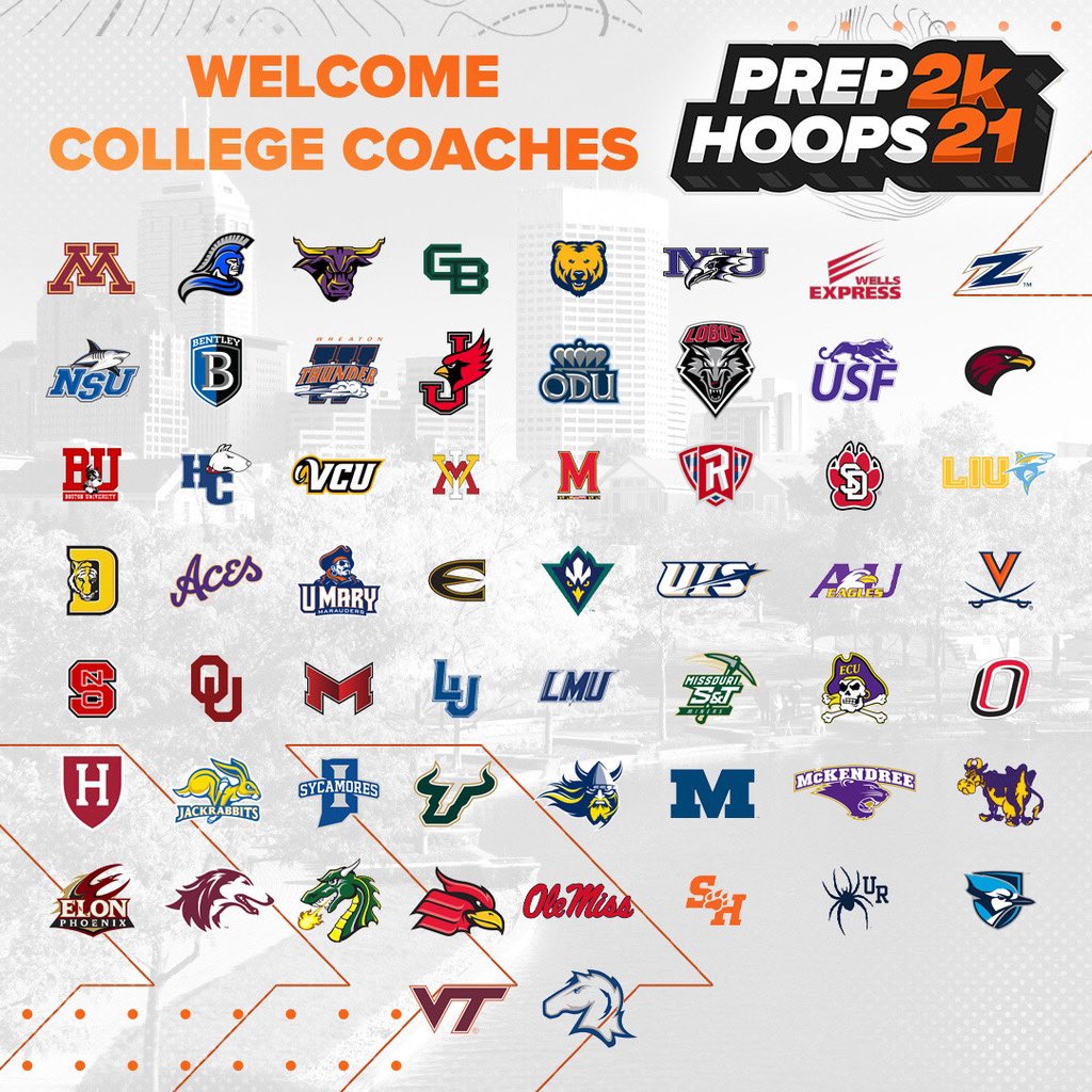 The list keeps on growing! 

Thanks to the following schools who have already pre-registered for Prep Hoops 2K21 this weekend! 

This event is LOADED and the count of coaches is growing by the minute.

Don’t miss out! Register here ⤵️

events.prephoops.com/college-rsvp?w…