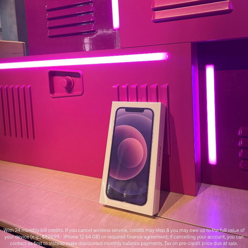 JonFreier's tweet photo. This Back to School season, @TMobile’s got you covered. 😀 Starting TODAY, both new &amp; existing customers can get an iPhone 12 on US with eligible trade-in on #MagentaMAX! We’re also offering 50% off eligible Family Plan lines. Come into your local store for all the details!