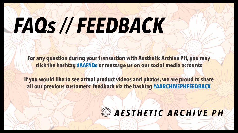 AArchiveph's tweet photo. Welcome to Aesthetic Archive PH! Check out this pinned tweet to know more about our shop🌸
For all our social media handles and ORDER FORMS CLICK HERE: https://t.co/eEQ8QRs1Ss
#AAFAQs #AARCHIVEPHFEEDBACK
#AestheticFindsPH #AestheticArchiveONHAND https://t.co/a5iQGE4LID