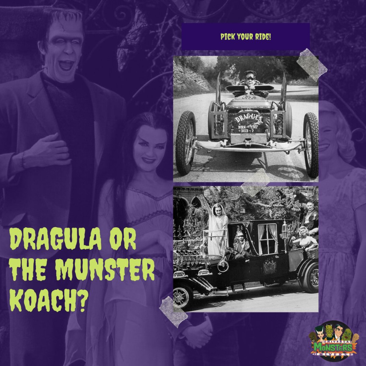 Pick your ride: #Dragula or #TheMunsterKoach?

#themunsters #themunsterstv #themunstersmovie <a href="/TheMunsters/">The Munsters Movie</a> <a href="/RobZombie/">Rob Zombie</a>
