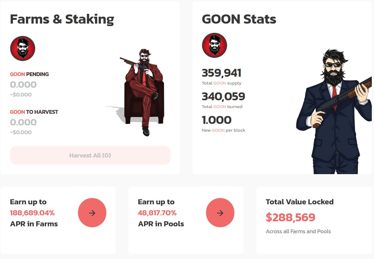 PolyGoonMatic's tweet image. 3 Hours for farming to start and we've already reached almost $300,000 in TVL!

Join the farming now and enjoy big APR

 #defi #altcoins #ALTSEASON #cryptocurrencies #Definews #YieldFarming #polygoon #polygon #matic