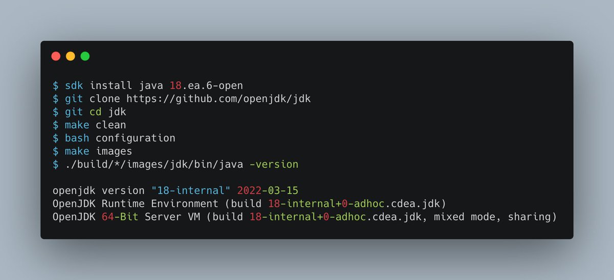 carldea's tweet image. The bleeding edge OpenJDK 18. How to build the latest and greatest!
@foojayio
#Java #Java18 #FoojayTips