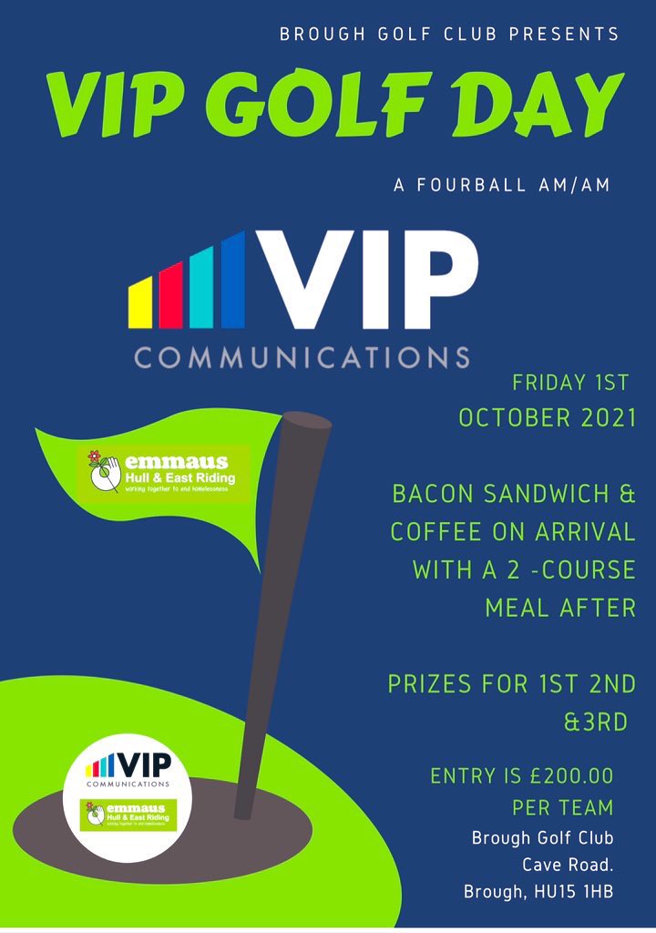 There is still time to get involved…. @VIPGroupHull have a few spots left!!! 😎💚 #charitygolf #emmaus 💚 simply get in touch with us or VIP direct! #HappyFriday