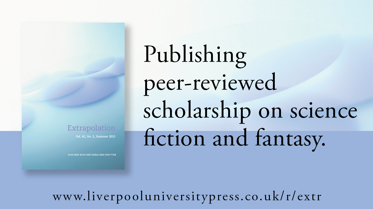 LivUniPress's tweet photo. Extrapolation volume 62.2 is out now! Articles include Jeremy Withers on post-automobile environments in Asimov’s 'The Caves of Steel' and Clarke’s 'The City and the Stars', and sexual violence in Tolkien’s Middle-earth. Browse the issue: https://t.co/8hgb03R5F4 #sfstudies https://t.co/OrRfUYWfay