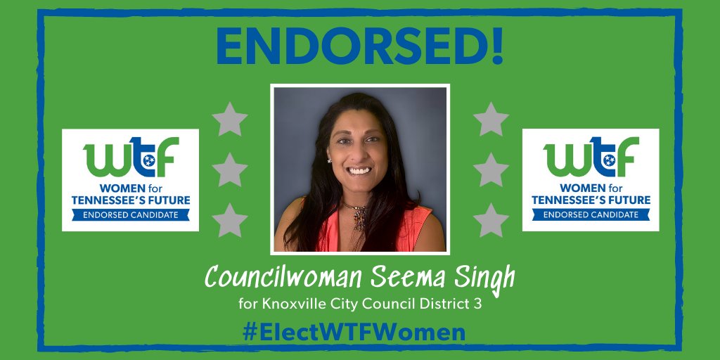 WTF is proud to endorse <a href="/VoteSeema/">KnoxSeema</a> for re-election to the Knoxville City Council in District 3! 

Join WTF in supporting Councilwoman Singh by making a donation to her campaign online: bit.ly/WTFforSeema

Together, we can Re- #ElectWTFWomen in #Knoxville!