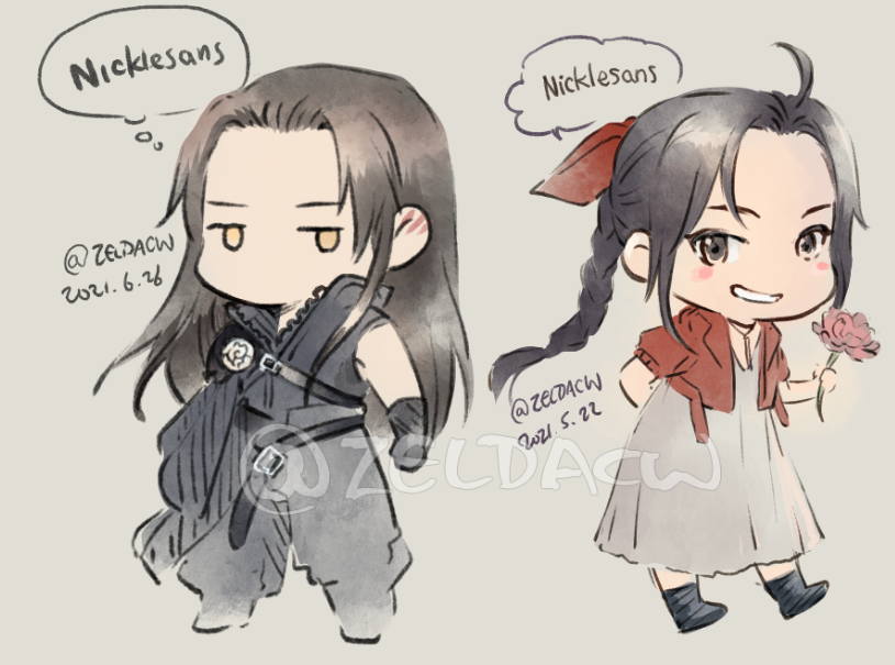 Some Twitch chibi doodle redeem from a while ago...OvO;;;

Cloud WangJi and Aerith Xian for @nicklesans  
Hell Judge Cha Cha for @matchapokky 
and cat version SuiBian BiChen for @YonallaArt  

(....I don't think I've posted these OvOa ?? ) 