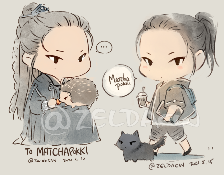 Some Twitch chibi doodle redeem from a while ago...OvO;;;

Cloud WangJi and Aerith Xian for @nicklesans  
Hell Judge Cha Cha for @matchapokky 
and cat version SuiBian BiChen for @YonallaArt  

(....I don't think I've posted these OvOa ?? ) 