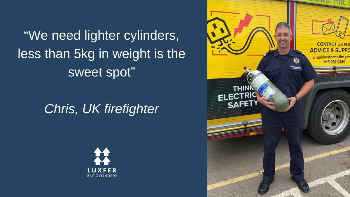 luxfercylinders's tweet photo. Given that the average professional #firefighter carries personal protective equipment weighing 75lbs (34kg), every bit helps to allow heroes like Chris do his job and save lives. https://t.co/EN46EfsA5P