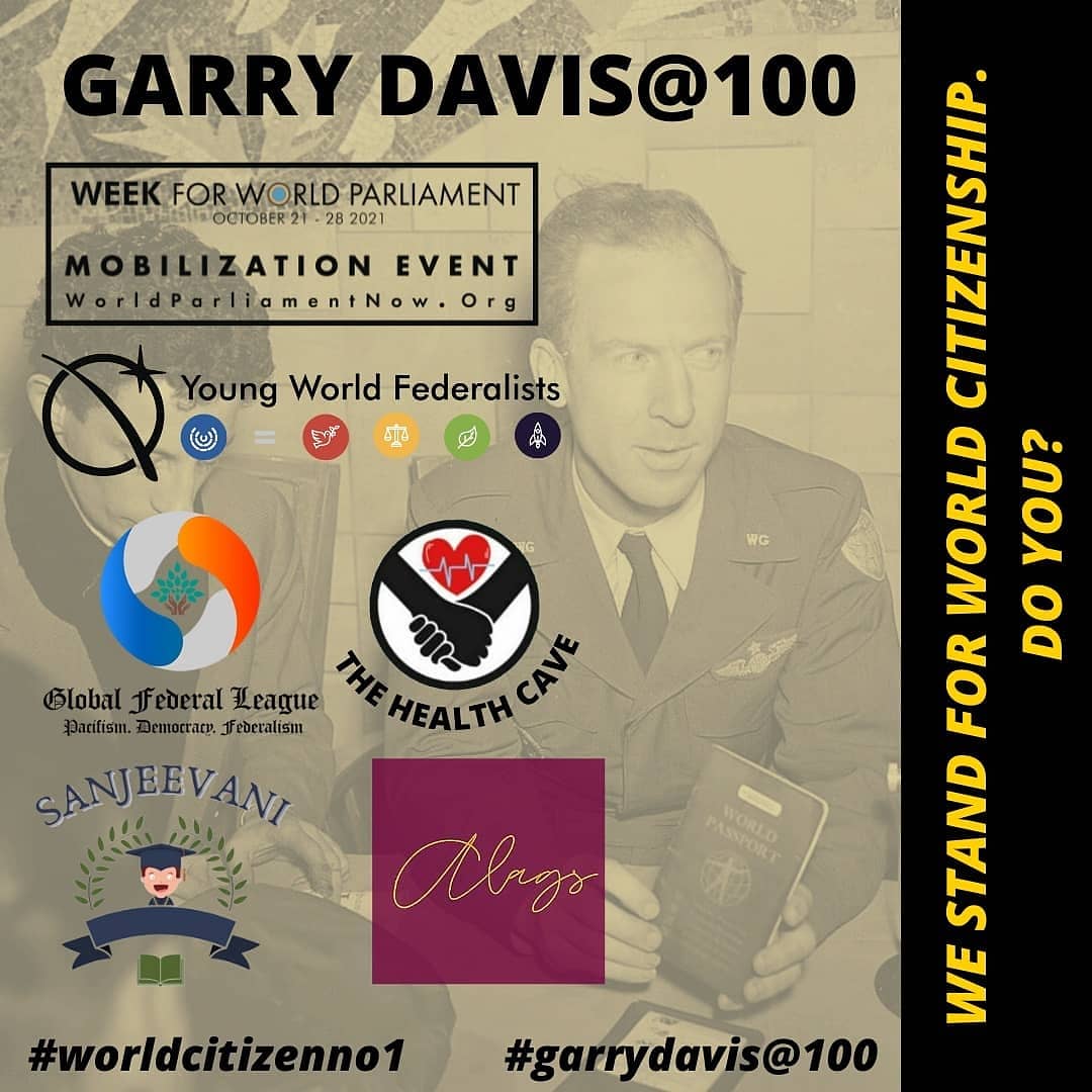 gfl_world's tweet photo. It's Garry Davis' 100th birth anniversary this Tuesday 27th July 2021. As a pioneer of the World Federalist movement and a persevering gadfly, he expanded the horizons of human thought and exposed it to the utter failure of the institution of ultranationalist governments. #GWA https://t.co/dbSA4JlN8f