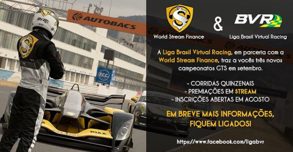 WStreamFinance's tweet photo. 🎉🎉It is with great pleasure that we announce the partnership with Liga Brasil Virtual Racing, with 3 new GTS championships in September.

Stay tuned. REGISTRATIONS COMING SOON!🎉🎉

#PlayStation #Ligabvr #eSports
#WorldStreamFinance #Crypto
#coinmarketcap #Coingecko
#Binance https://t.co/H3xepwy3CE
