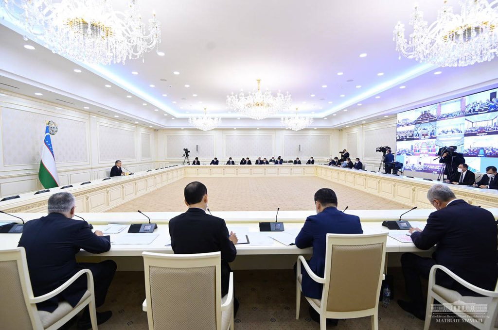 president_uz's tweet photo. A videoconference on measures to establish the new system of processing the public appeals was held under the chairmanship of the President.
⠀
#Mirziyoyev #dialoguewithpeople #appeals https://t.co/3ZCQH7G628