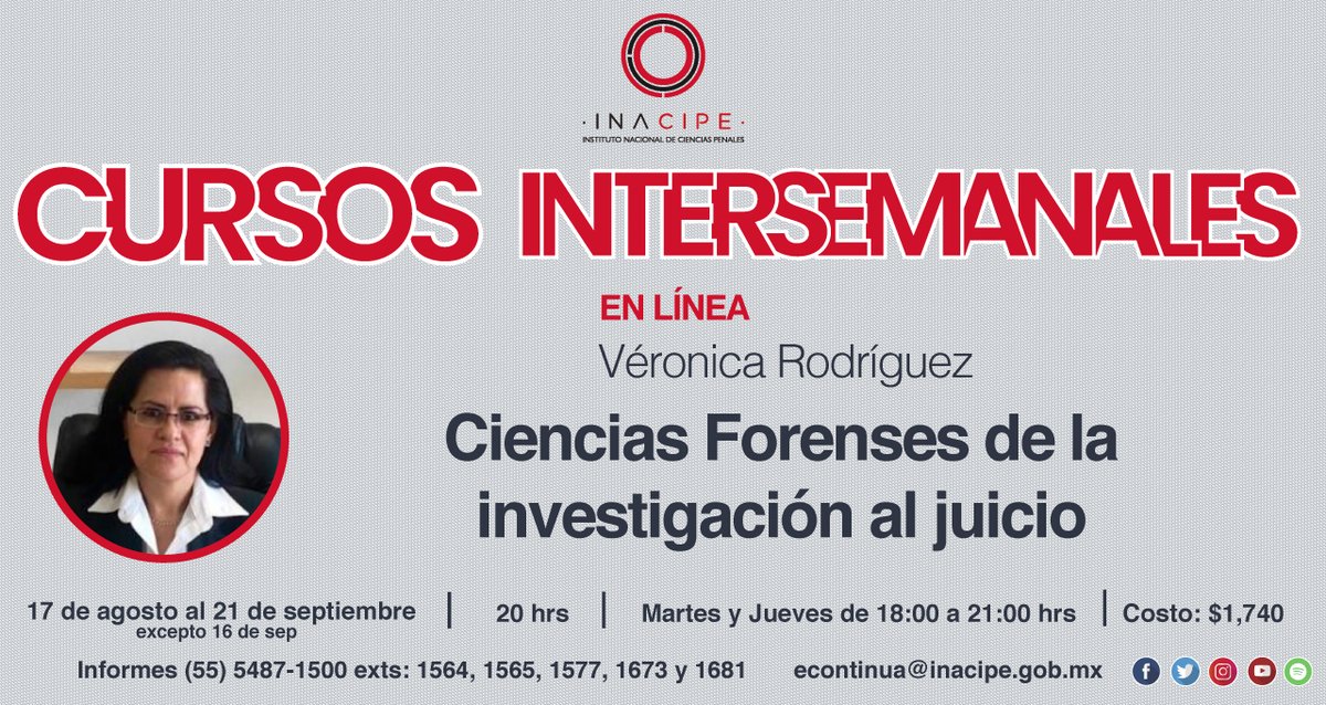 INACIPE's tweet photo. En este curso estudiarás la aplicación de los métodos y técnicas criminológicas y criminalísticas en el ámbito legal como parte de una investigación científica que proporcione elementos para dar solución a un juicio.

👉https://t.co/fD90ond8UL

☎️ 55 5487 1500 ext. 1564/1565/1577 https://t.co/0G75Rh8wnm