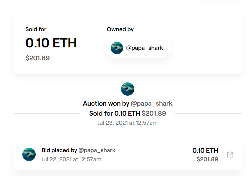 Finally my first sale on <a href="/FND/">FND</a>
Thank you papa_shark.

#NFTCommunity #NFTs #NFTforGood
