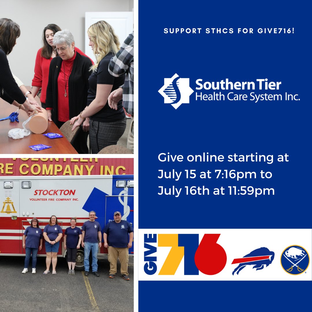 STHCS150's tweet photo. Support Southern Tier Health Care System (STHCS) with your online donation today, July 16th, in celebration of #GIVE716!
Make your donation online at: https://t.co/4FIQHkytiT https://t.co/UnjB7umAlI