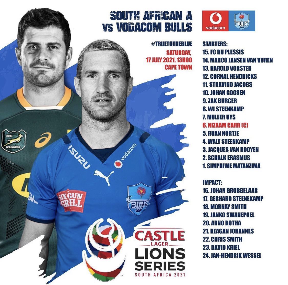 The <a href="/BlueBullsRugby/">Official Blue Bulls</a> team taking on South Africa ‘A’