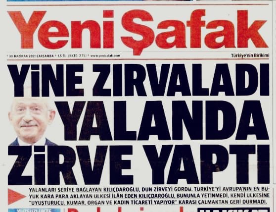 Uyusturucu ticaretinden, kara para aklama, organ ve kadin ticaretine kadar her türlü pisligi, Türkiye'ye yakıştırdı..

Ülkesini karalama konusunda rekora koşan bay Kemal'in siyasi cizgisi artik yalan dolan'da nirvana yapti 
#MitomaniPartisi