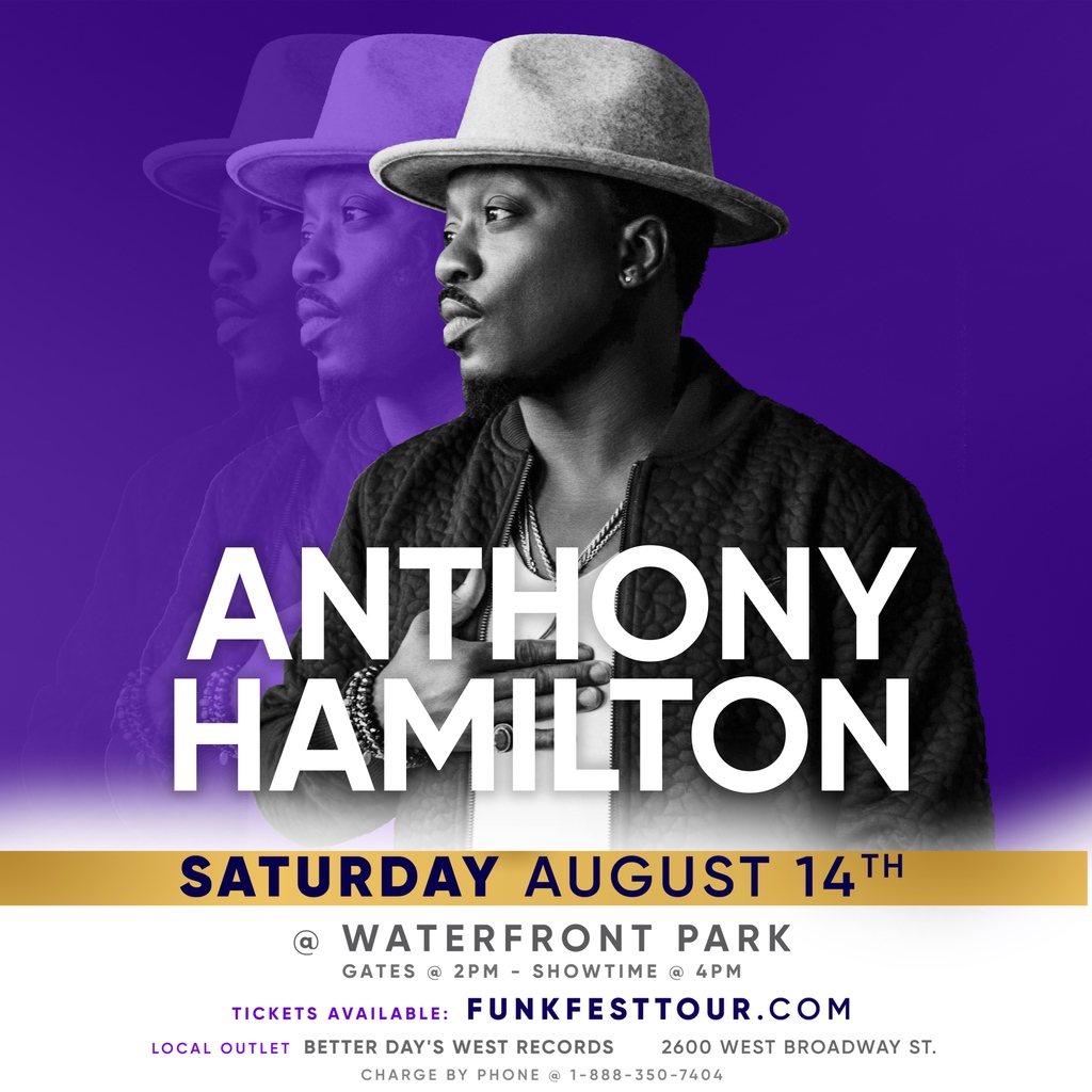 Come and enjoy this magical funk fest 🤘🏾 as we are thrilled to welcome Grammy award winner and soul storyteller Anthony Hamilton, this 14th August in Louisville. 

 #funkfest #livemusic #louisville #artists #partytime #AnthonyHamilton