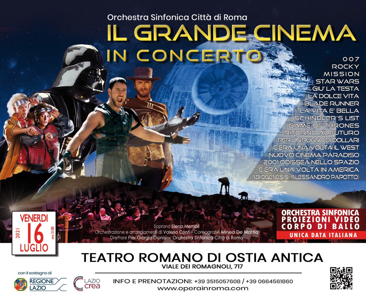 alepapo's tweet photo. **CONCERTO RIMANDATO**
Causa mal tempo, l'evento "Il Grande Cinema in concerto" che si sarebbe tenuto stasera, è stata rimandato al 26 luglio, sempre al Teatro Romano di Ostia Antica. https://t.co/SIWY518RYh