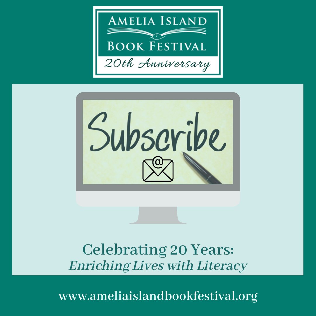 Don't miss a thing! Get all the updates, announcements, and ticketing info right to your inbox! 👉🏼buff.ly/34Efxfv👈🏼

#ameliaislandbookfestival #authorsinschools #literacy #supportliteracy #amelialislandfl #enrichingliveswithliteracy #nassaucountyfl #literacymatters