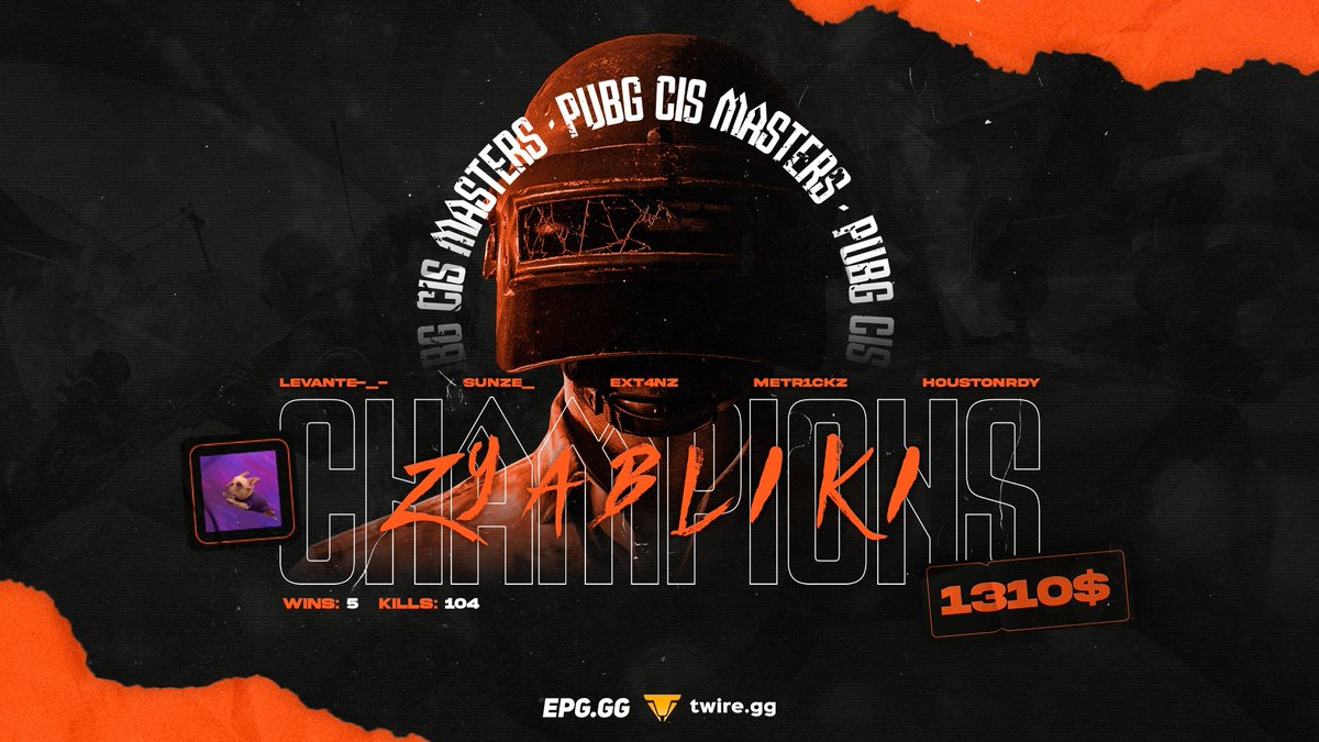 tv_epg's tweet photo. Team Zyabliki became the champion of the PUBG:CIS Masters tournament, taking the title of the best CIS team. 💪

@pubg #pubg #PUBGEsports #cismasters https://t.co/JOLuFRRBGY
