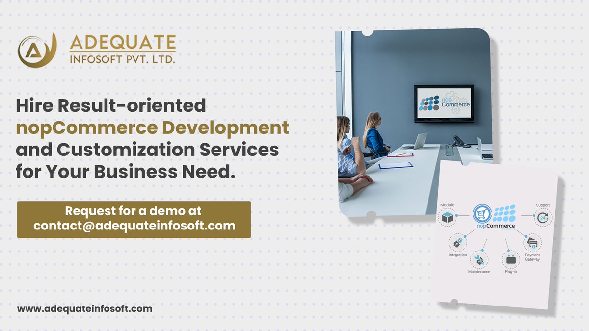 ADQInfosoft's tweet image. Hire Result-oriented nopCommerce Development and Customization Services for Your Business Need.
Request for a demo at contact@adequateinfosoft.com
#nopCommerceDevelopment #nopCommerceDevelopmentServices