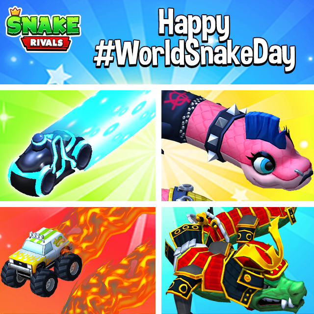 SnakeRivals's tweet photo. 🐍 Celebrate #WorldSnakeDay by playing a game of Snake Rivals! ⚔️ Which snake will you choose to take into battle today?
#SnakeRivals #SnakeMyDay https://t.co/Fx9lUcoUbn