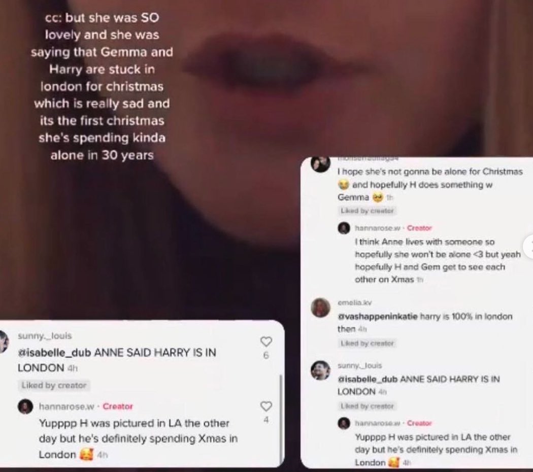 TLarrative's tweet image. When Anne told this fan Harry and Gemma were stuck in London for Christmas 2020.