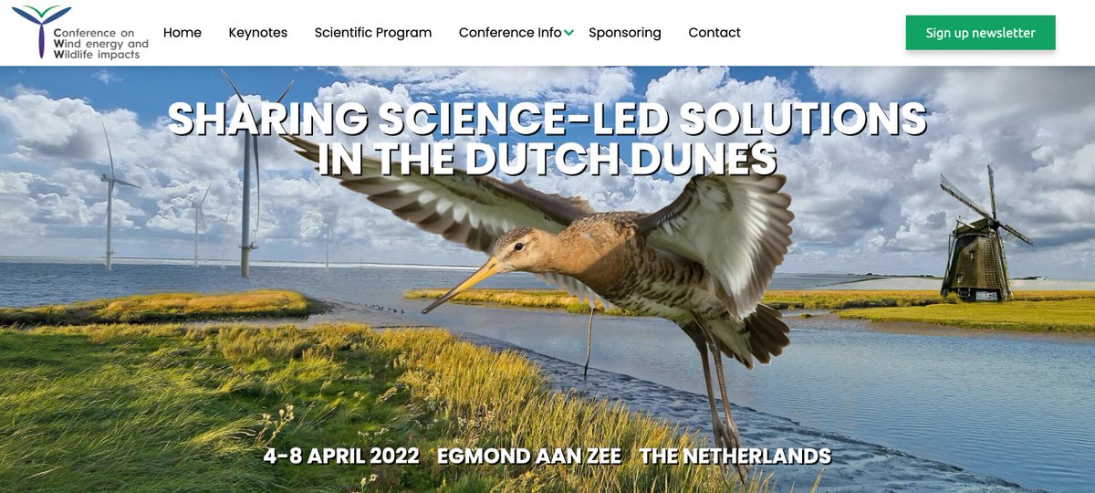 We are very proud to announce the launch of the new website cww2022.org of the 6th Conference on Wind Energy and Wildlife impacts (4-8 April 2022 in The Netherlands). #cww2022 #windenergy #wildlife