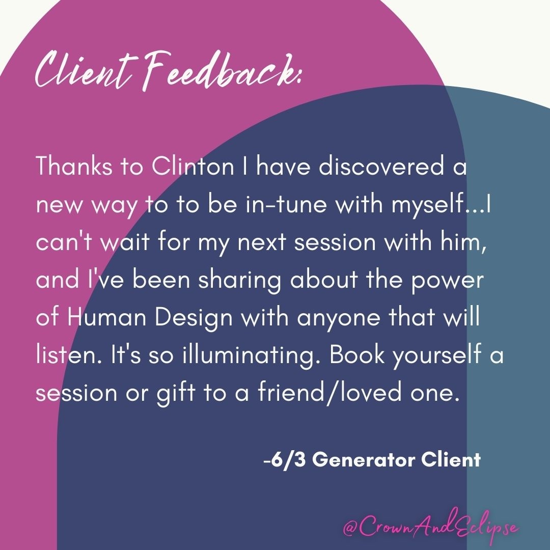 CrownAndEclipse's tweet photo. 👑 ➕ 🌙
Are you ready to begin your Human Design journey? Have you done a little of your own investigating and are now looking for tools to apply it? Let's chat! Link in bio to book a session or send your q's via DM! https://t.co/vDyOsP93y5