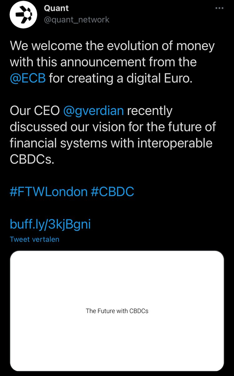 BornQuamfy's tweet photo. What do you get when you combine these 3 tweets:

https://t.co/f0AntCUmhe
(Tech advancement like $QNT)

https://t.co/ipxEUbqpG4
(The Future with #CBDCs)

https://t.co/uCsRKGvrsD
(#DigitalEuro, #DigitalFranc)

#ISO #IETF #SDX #ECB #EcosystemofEcosytems #DLTBang #SummerofQuant https://t.co/qsWHY3aKxV