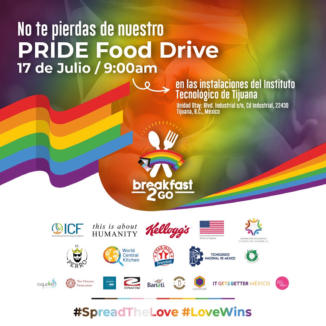 ItGetsBetterMx's tweet photo. 🍽 De la mano de @ICFDN y otras increíbles organizaciones y empresas, somos parte del Pride Food Drive, pensada en apoyar a la comunidad LGBTQ+ en la zona fronteriza de Baja California. #Tijuana #RainbowFund🇲🇽🌈🇺🇸

🔗: https://t.co/1gRUrqY8YV https://t.co/zicBopo846