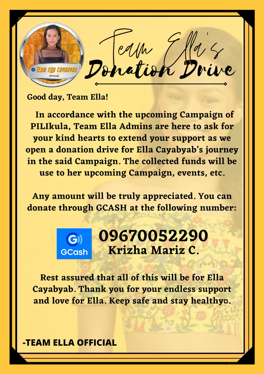 Ellaganaps_'s tweet photo. Any amount big or small will do appreciated 💛. Para kay Ella, ELLAlaban para sa Pangarap ✨

#EllaCayabyab | @ellacayabyab_ https://t.co/G5yphKbwSz