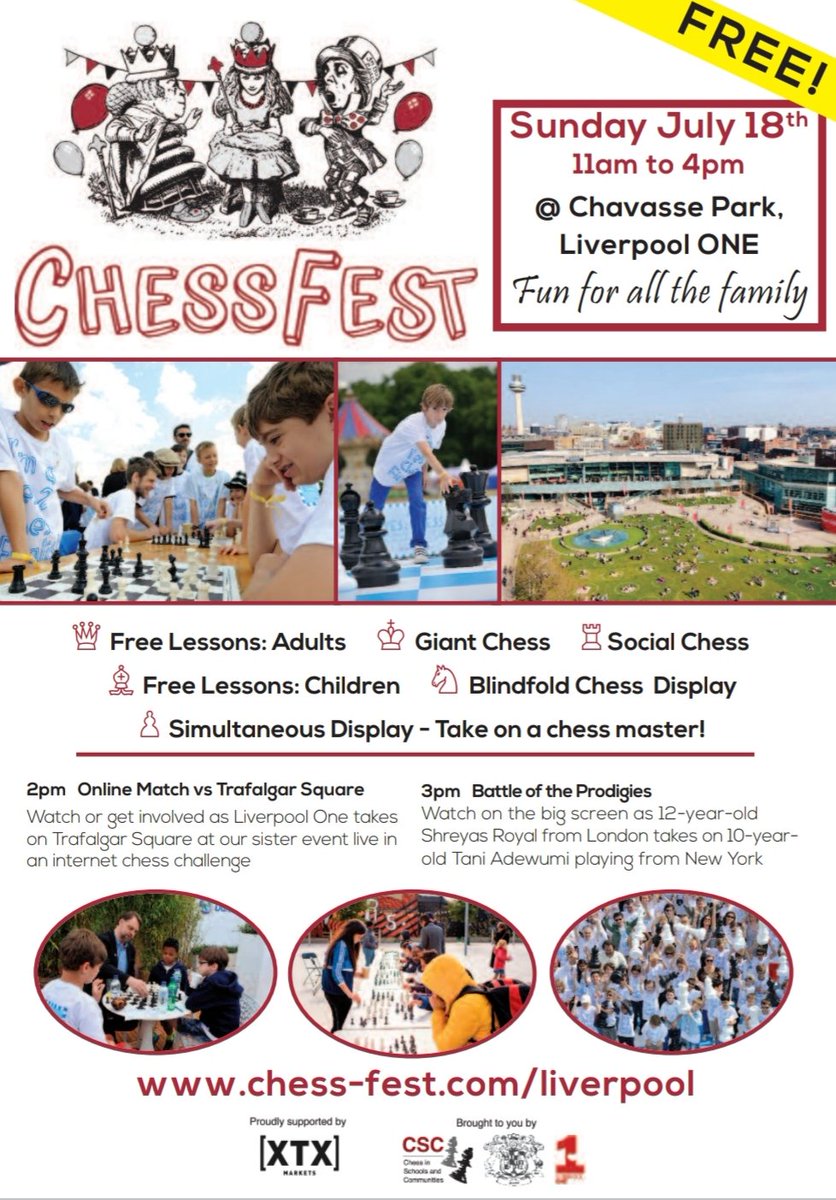 CSCMerseyside's tweet photo. Chess helps develop loads of skills - including critical thinking, planning ahead and problem solving. Why not come along to Liverpool ChessFest, Sunday 18th in Chavasse Park to see how chess supports education and have a go at playing! @DirEd_Liverpool @TomLogan00 @lpoolcouncil https://t.co/4W3O1YxtV9