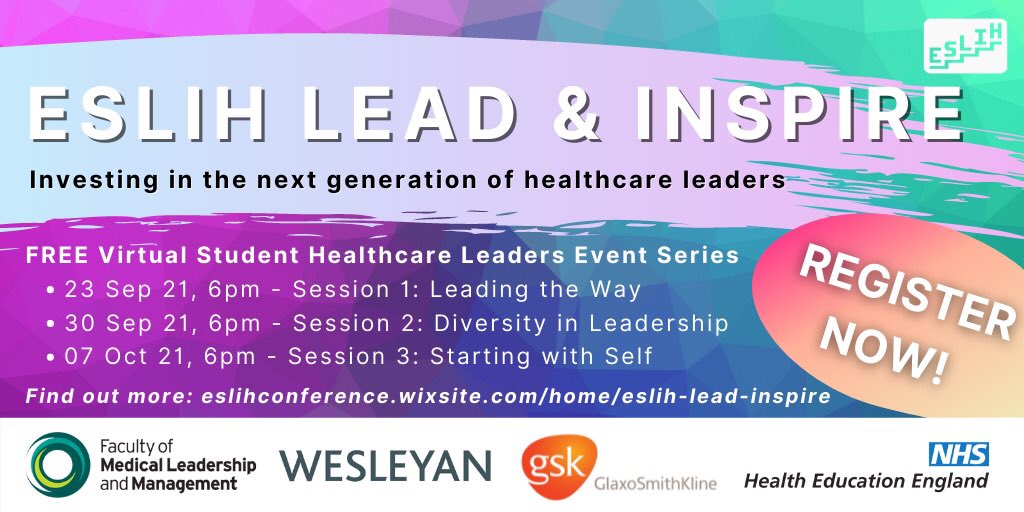 ESLIHConference's tweet image. We’re officially launching our @FMLM_UK and @NHS_HealthEdEng ESLIH Lead &amp;amp; Inspire course today🌟! We have inspiring talks and workshops lined up! Sign-up 👉🏻 bit.ly/3h3FHzf 

#MedStudentTwitter #Medstudent #medtwitter #dentaltwitter #pharmacystudent #healthcareleadership